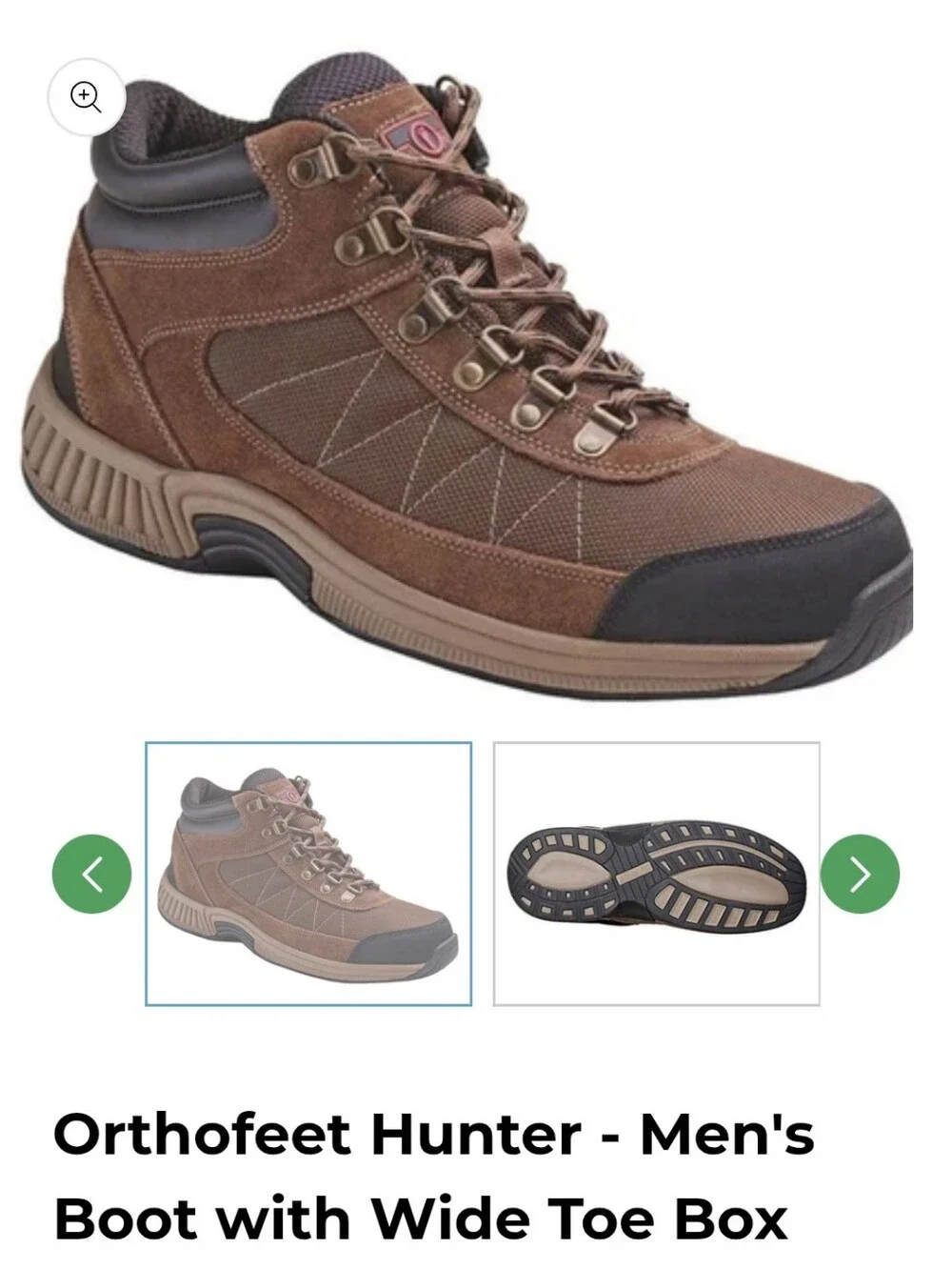 Orthofeet Hunter Leather Ankle Hiking Boot Mens 11 2E Wide Brown Cap Toe Comfort